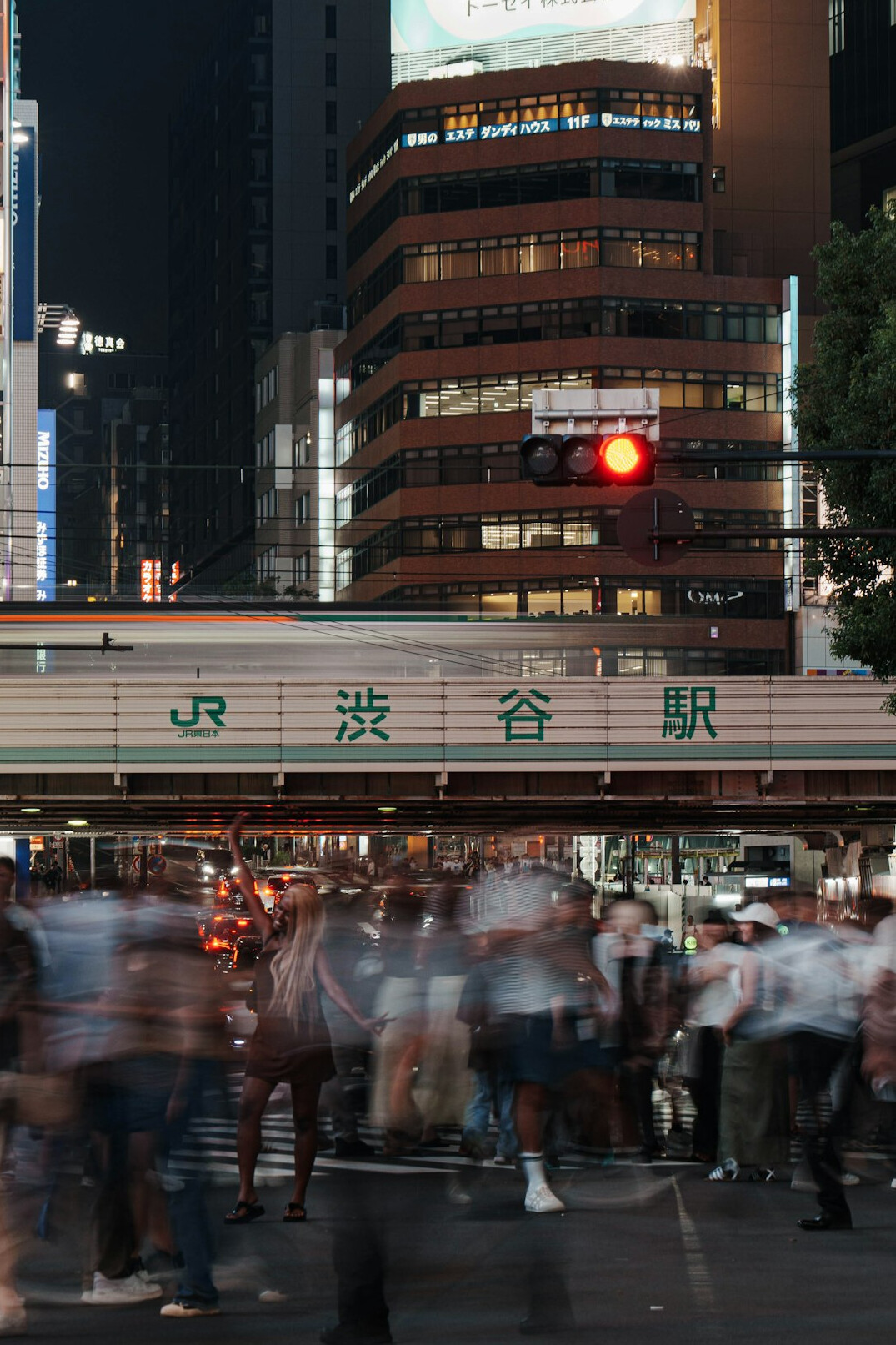 crowd in modern city